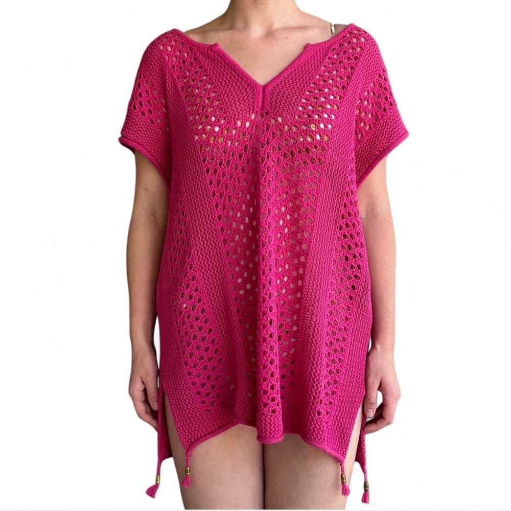 Pink Crochet Swim Cover-Up